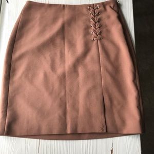 White House Black Market Camel Lace Up Skirt